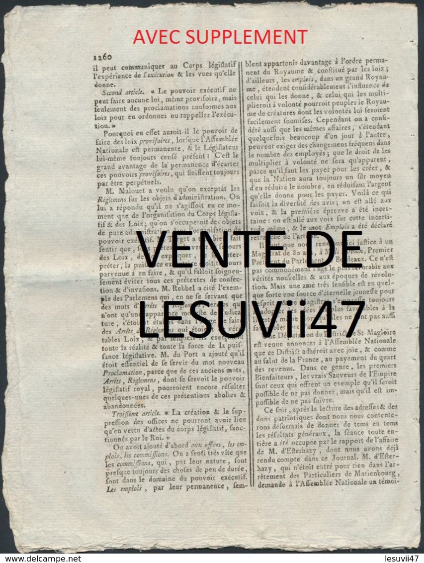 PARIS  " JOURNAL DE PARIS & LA GAZETTE DE PARIS ", PENDANT LA REVOLUTION.