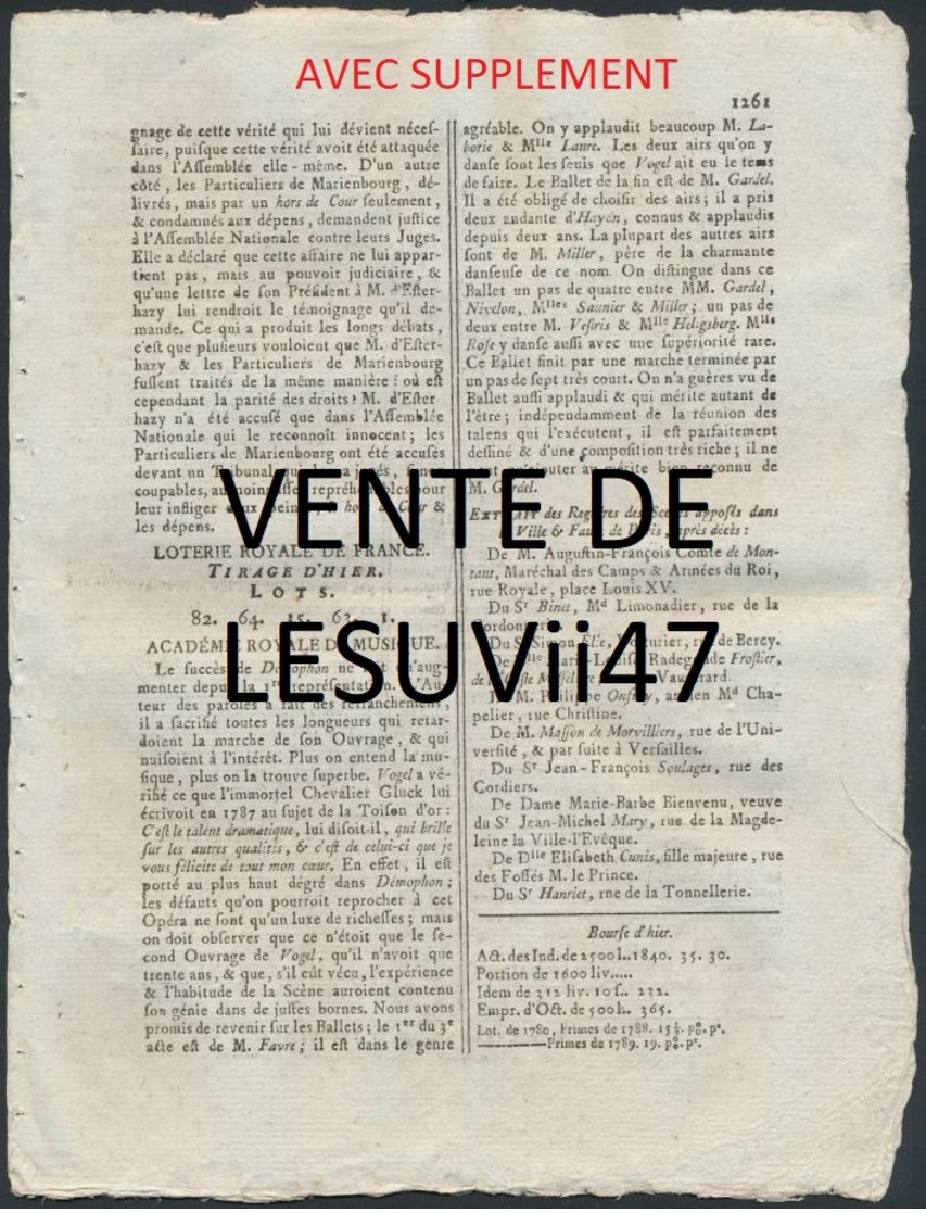 PARIS  " JOURNAL DE PARIS & LA GAZETTE DE PARIS ", PENDANT LA REVOLUTION.