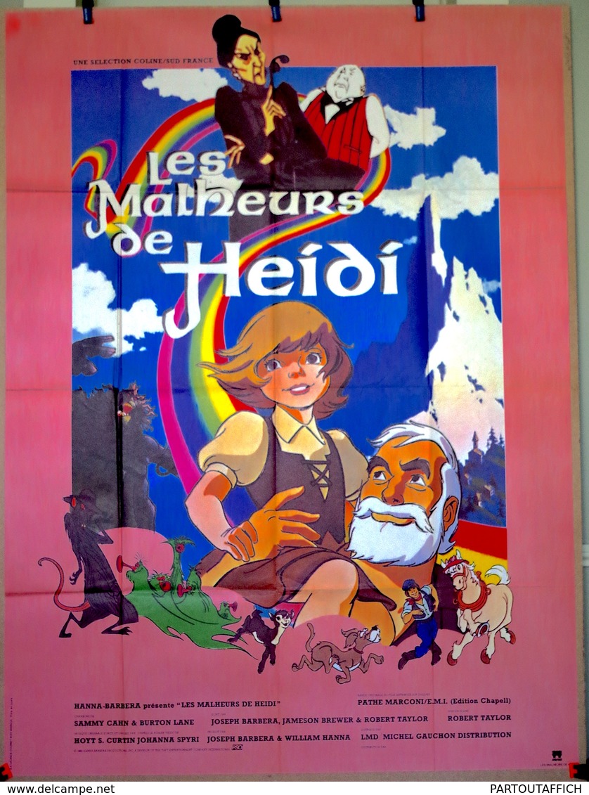 Aff Ciné Orig MALHEURS D HEIDI Robert Taylor 160X120 1982 DESSIN ANIME - Manifesti & Poster