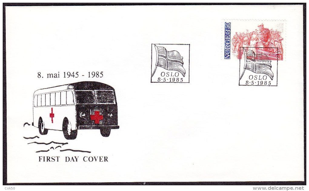 NORWAY - Liberation (Mi # 920) 40th Anniv. 1985 - FD-cover With Red Cross "White Bus" - FDC