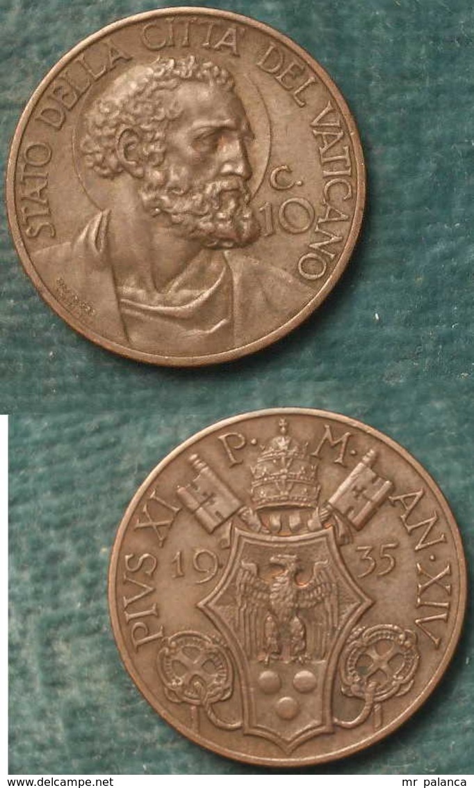 M_p> Vaticano Pio XI 10 Centesimi 1935 - 90.000 Pz Coniati - Vaticano