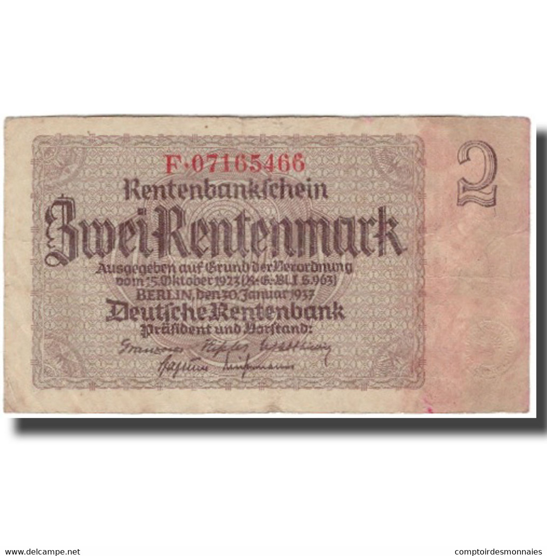 Billet, Allemagne, 2 Rentenmark, KM:174b, TB+ - 2 Rentenmark