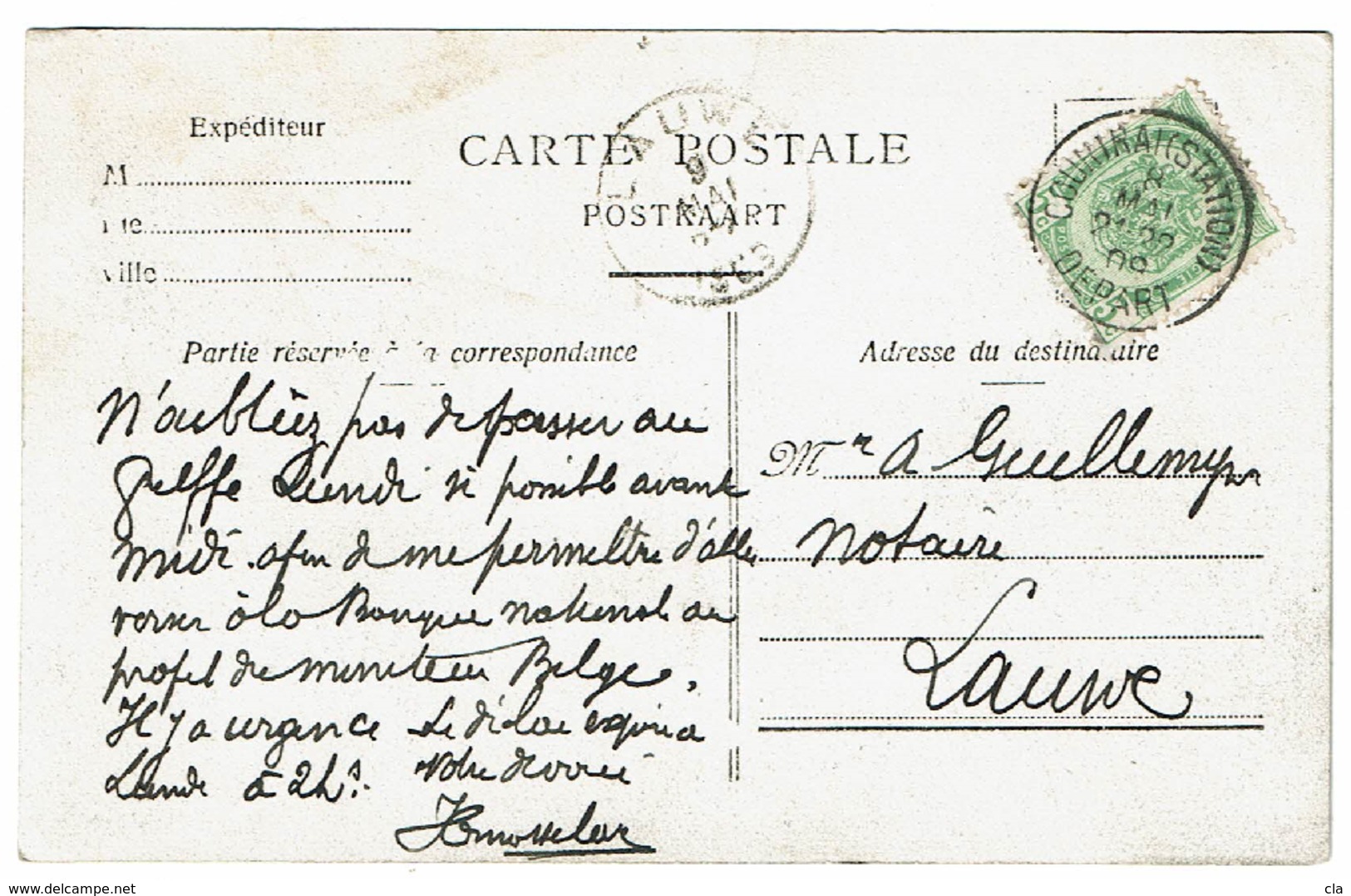 56 S/s Bdl Cur CV De Cuerne Obl Courtrai (Station) Départ - 1893-1907 Armoiries