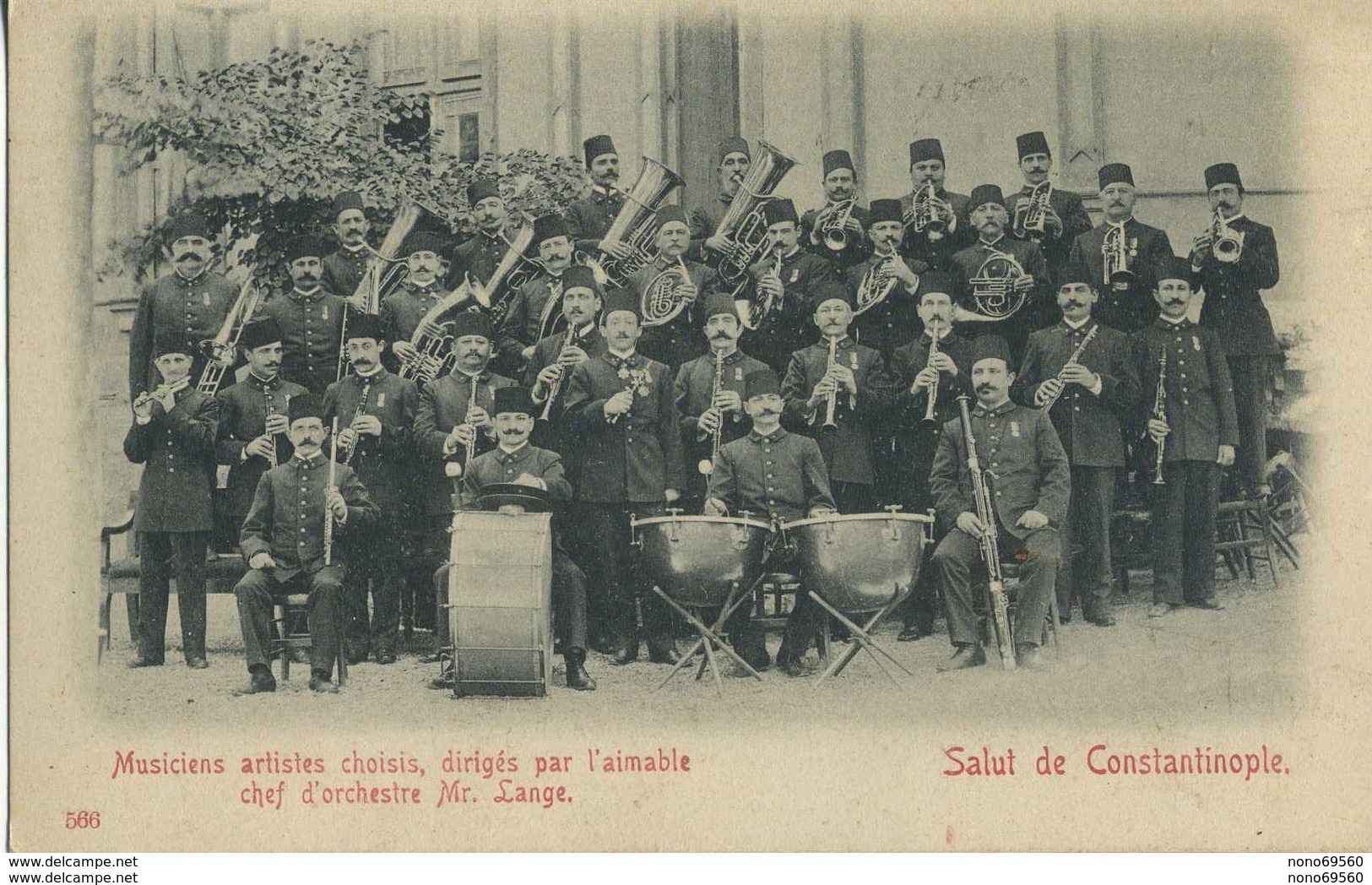 CPA TURQUIE Salut De Constantinople Musiciens Artistes Choisis Dirigés Par L'aimable Chef D'orchestre Mr Lange Rare - Turquie