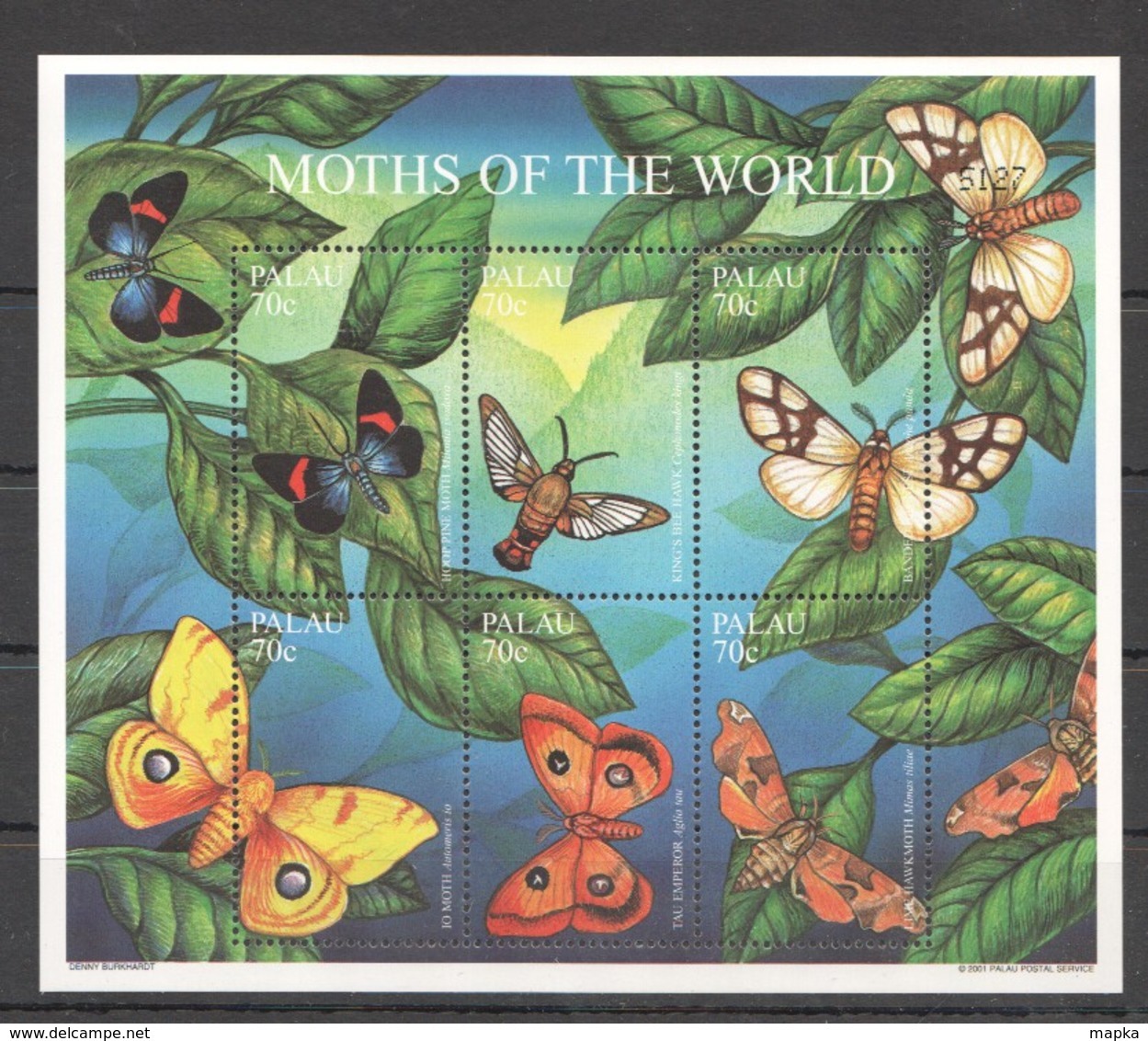 PK297 PALAU INSECT BUTTERFLIES MOTHS OF THE WORLD 1KB MNH - Schmetterlinge