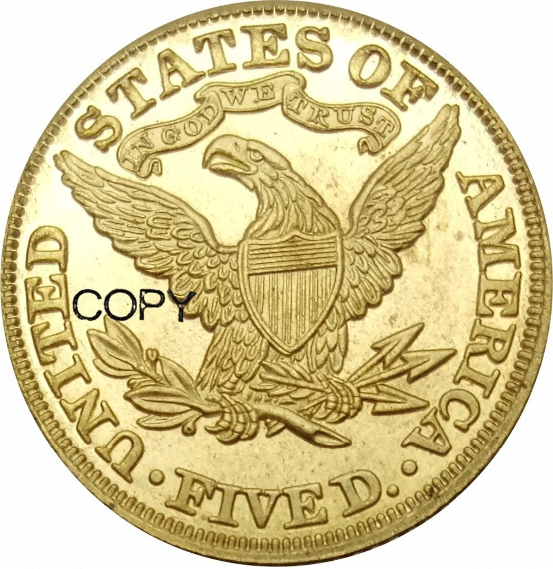 United States * 5 Dollars "Half Eagle Coronet Head" 1890 Au * ⌀ 21.6 Mm * KM# 101 * REPRODUCTION - 5$ - Half Eagles - 1866-1908: Coronet Head (Testa Coronata)