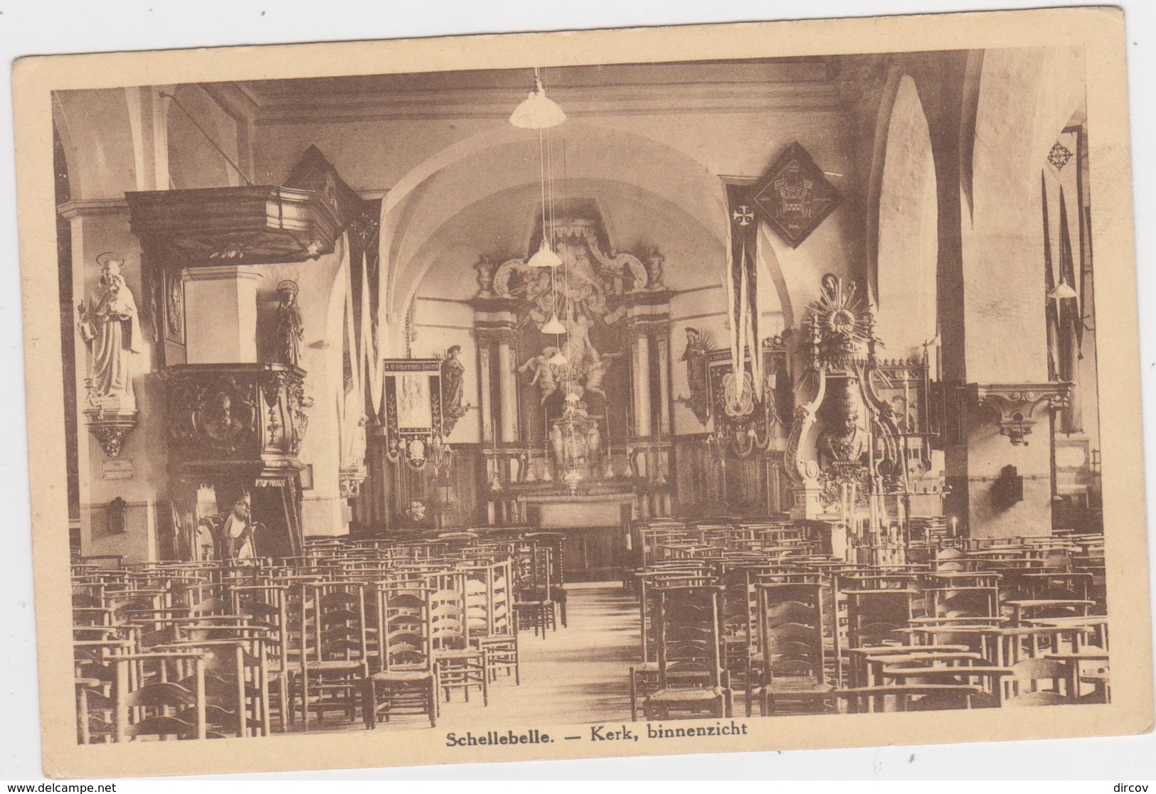 Wichelen - Deelgemeente Schellebelle - Binnenzicht Kerk 1938 - Wichelen