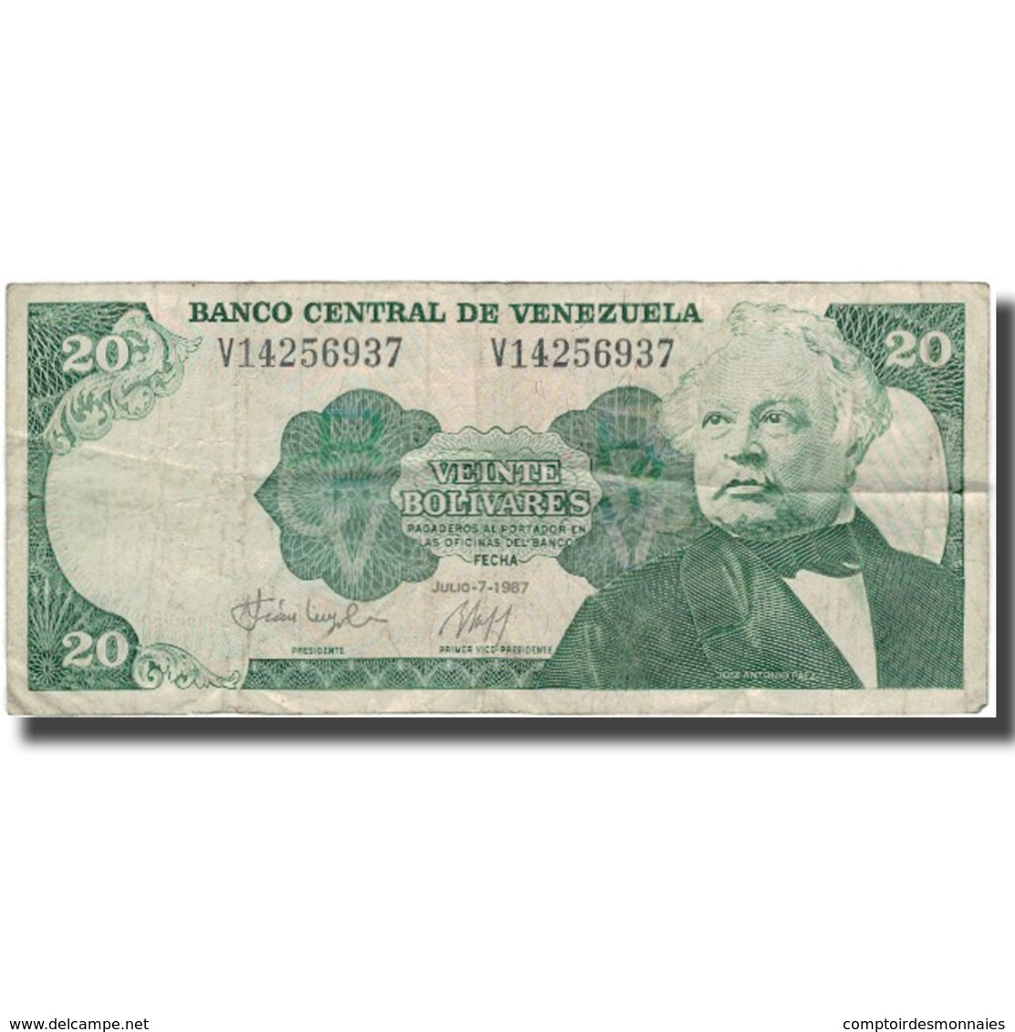 Billet, Venezuela, 20 Bolivares, 1987-07-07, KM:64a, B+ - Venezuela