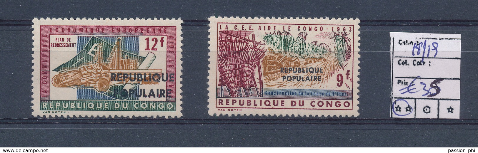 KATANGA CONGO KINSHASA STANLEYVILLE LOCAL OVERPRINT COB 18/19 MNH - Katanga