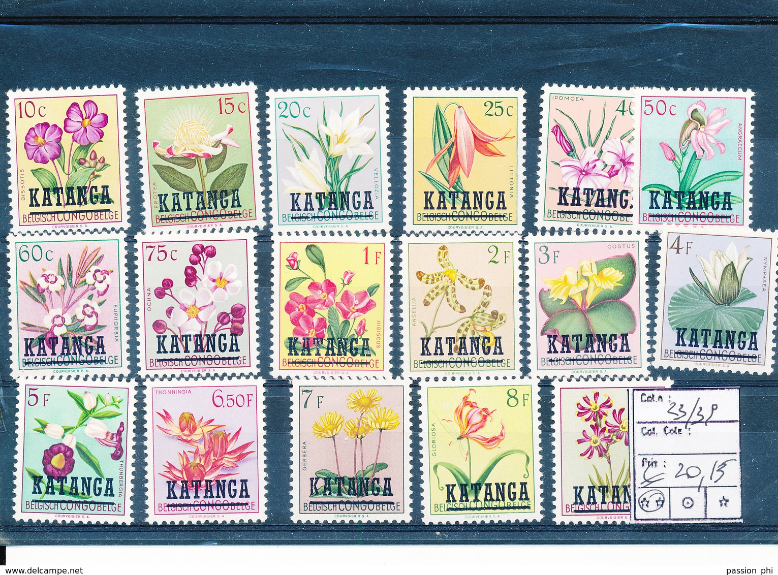 KATANGA FLOWERS COB 23/39 MNH - Katanga