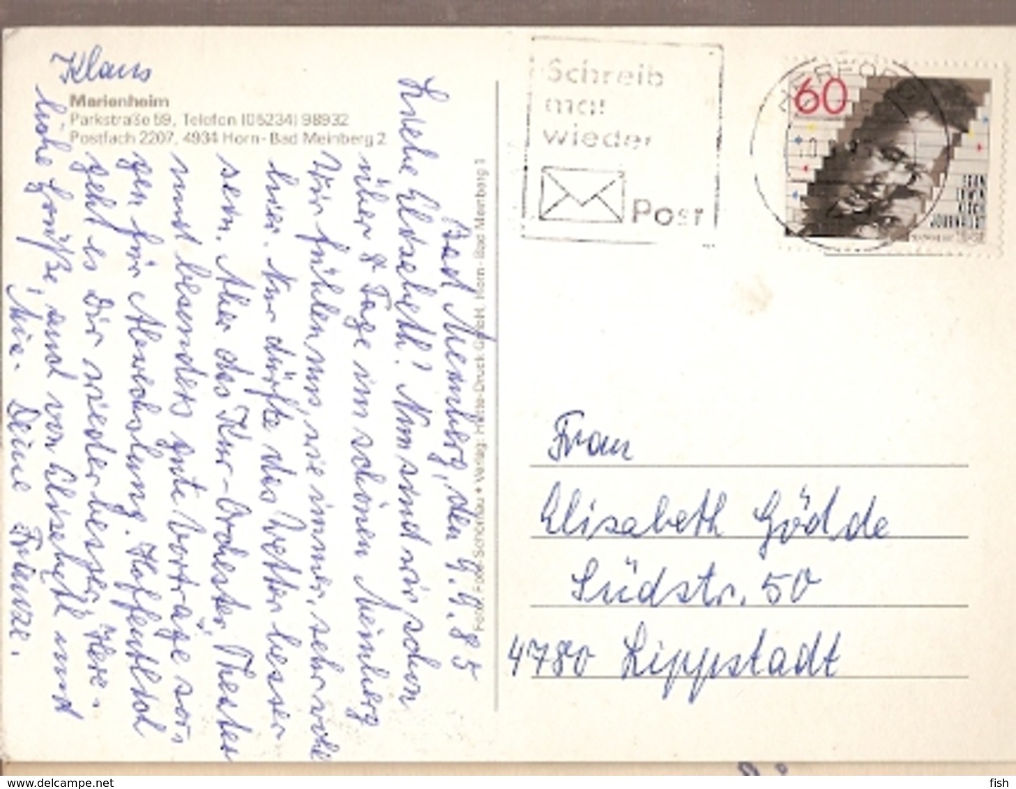 Germany & Circulated, Marienheim, Bad Meinberg, Herford To Lippstadt 1985 (9988) - Bad Meinberg