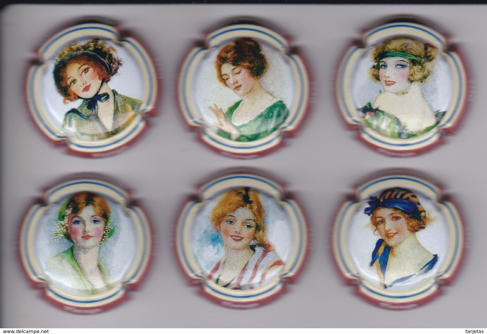 SERIE COMPLETA DE 6 PLACAS DE CAVA DE MUJERES DE EPOCA (CAPSULE) WOMAN VINTAGE - Placas De Cava