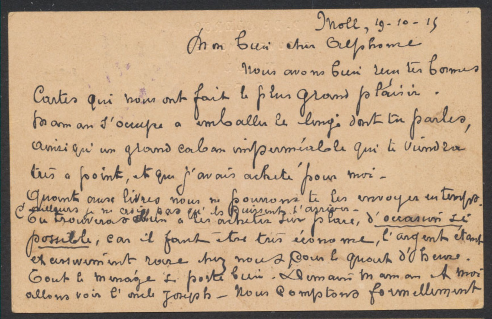 Guerre 14-18 - EP Au Type 5ctm Vert + OC2 Obl Simple Cercle "Moll" + Censure Militaire Vers Scheveningen - Occupazione Tedesca