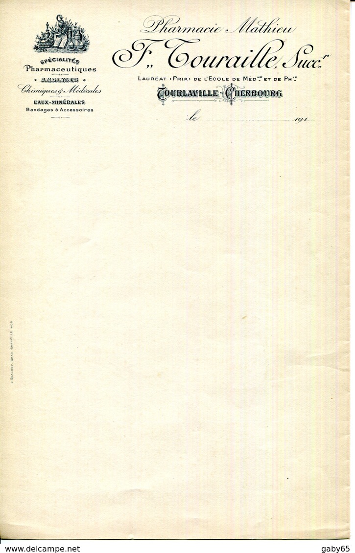 50.MANCHE.TOURLAVILLE-CHERBOURG.PHARMACIE MATHIEU,J.TOURAILLE SUCC.FACTURETTE. - Droguerie & Parfumerie