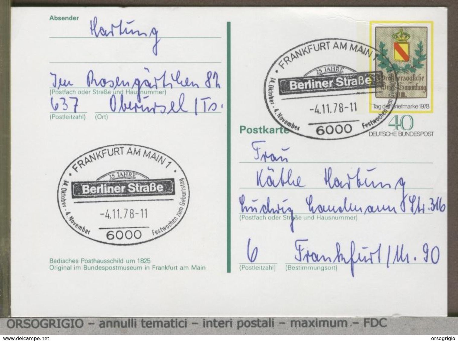 GERMANIA - DEUTSCHE - Postkarte - FRANKFURT  -  BERLINER STRASSE  -  SHOPPING -  BAR RISTORANTI NEGOZI  LUSSO - Non Classificati