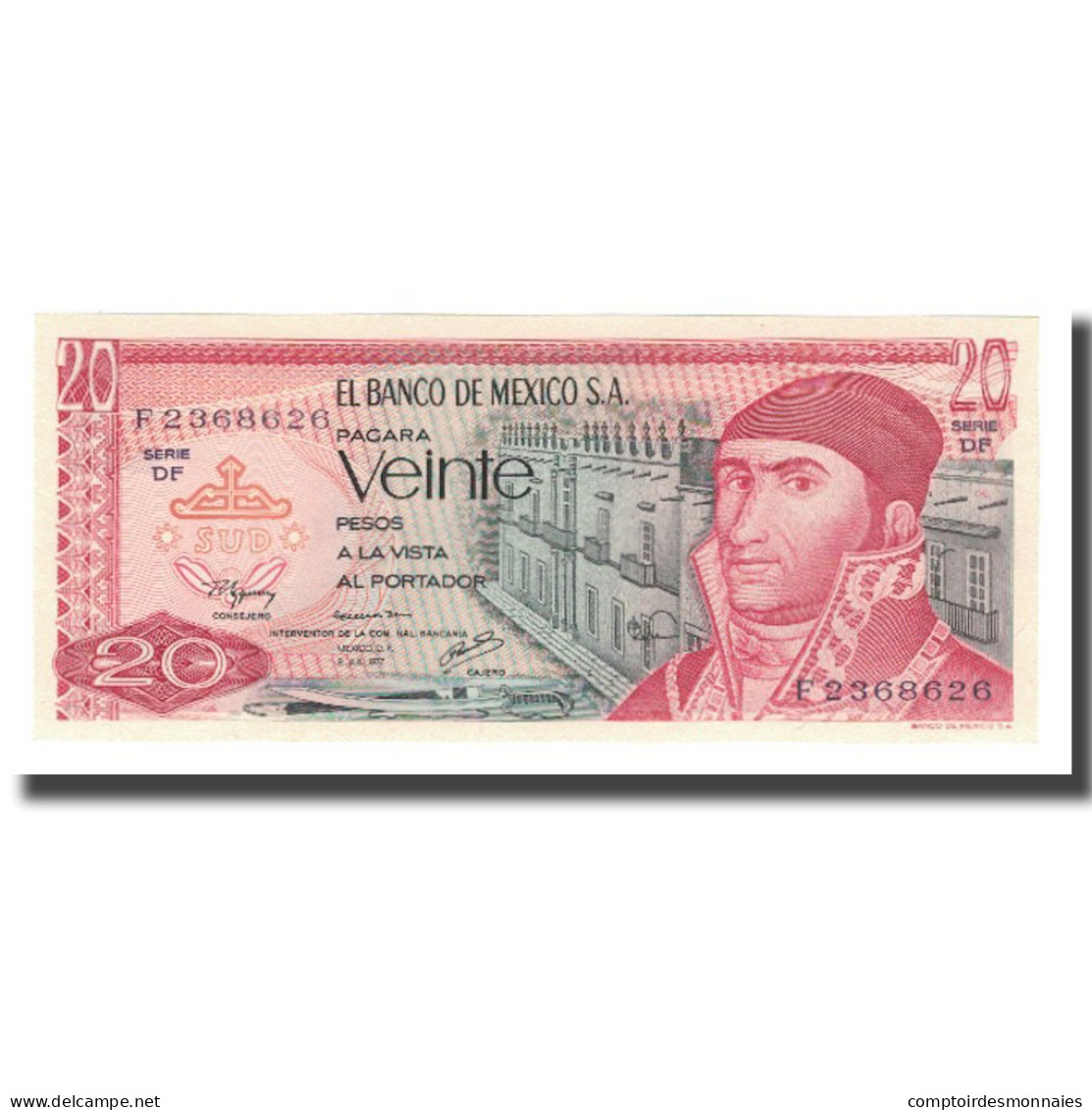 Billet, Mexique, 20 Pesos, 1972-77, 1977-07-08, KM:64d, NEUF - Mexique