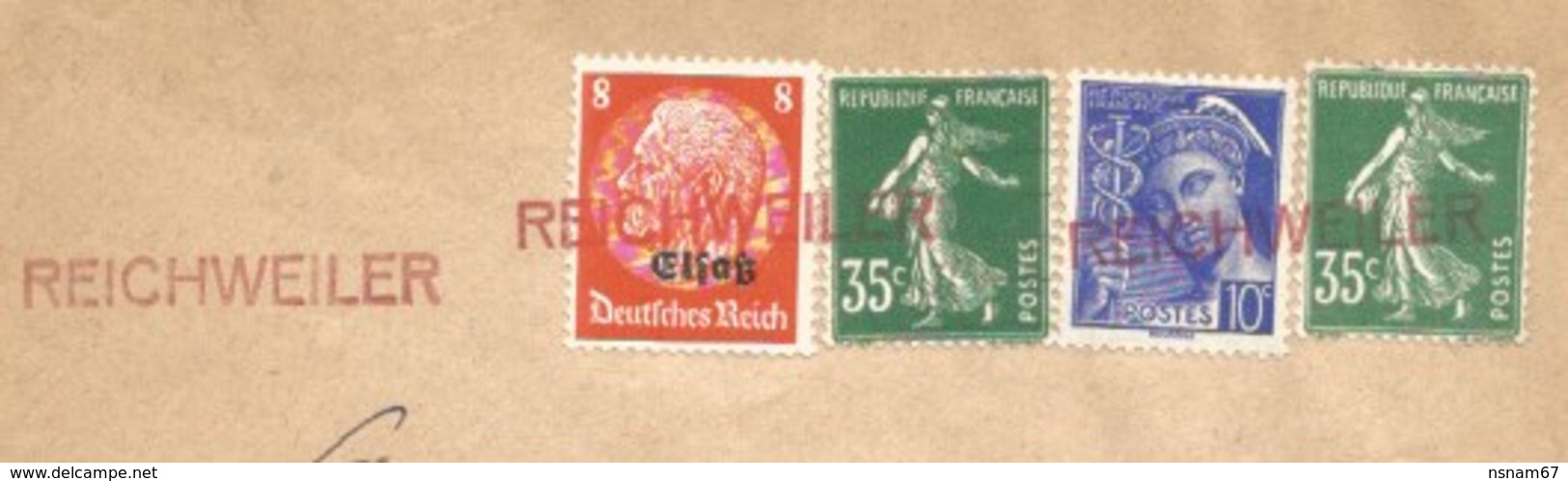 SK610 - REICHWEILER En ROUGE - 1940 - RICHWILLER - Griffe Caoutchouc Provisoire - Gummistempel - Haut Rhin - - Lettres & Documents