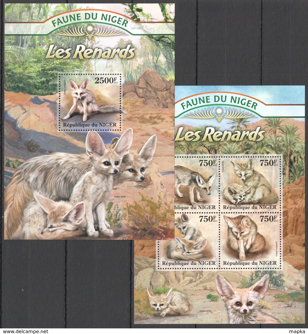 ST2825 2013 NIGER FAUNE NIGER WILD ANIMALS LES RENARDS FOXES FENNECS KB+BL MNH - Other & Unclassified