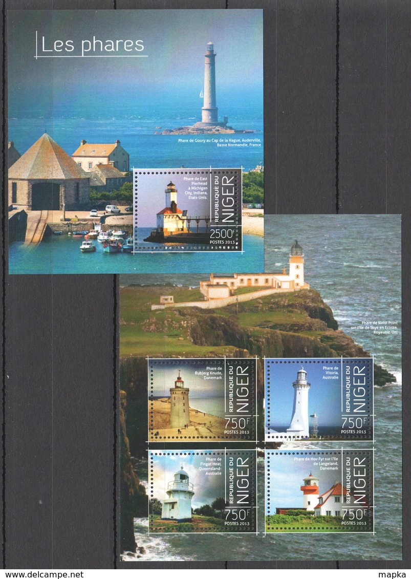 ST2837 2013 NIGER MARINE LIFE LIGHTHOUSES LES PHARES KB+BL MNH - Lighthouses