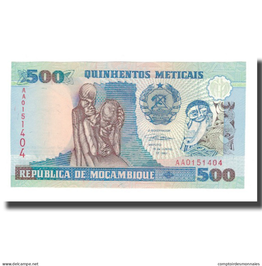 Billet, Mozambique, 500 Meticais, 1991, 1991-06-16, KM:134, NEUF - Mozambique