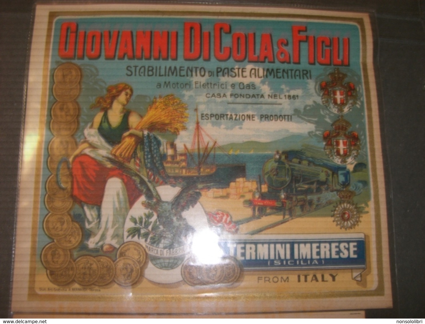 FOGLIO PUBBLICITARIO GIOVANNI DI COLA E FIGLI STABILIMENTO PASTE ALIMENTARI FORMATO 19X14 - Pappschilder