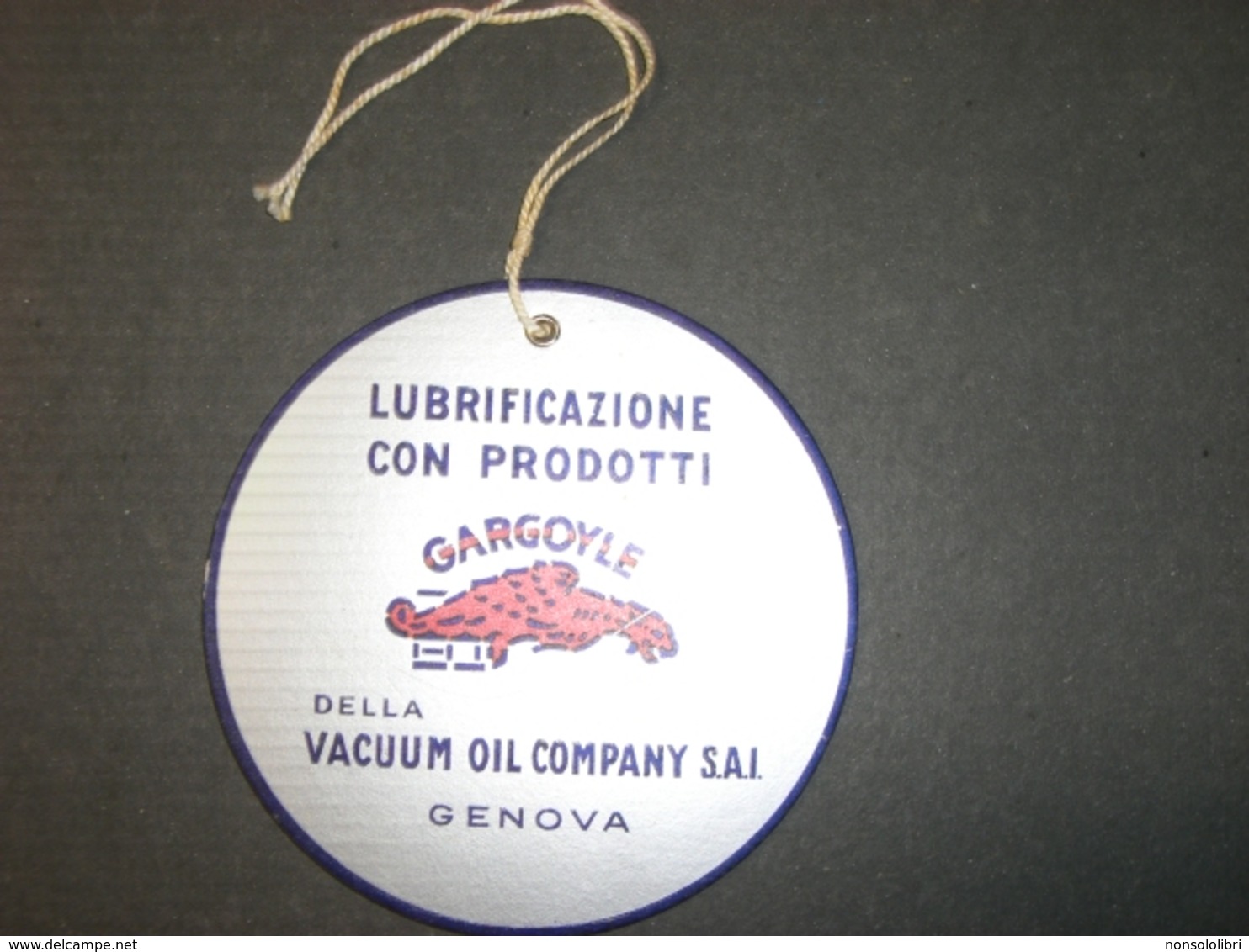 CARTONCINO PUBBLICITARIO VACUUM OIL COMPANY GENOVA - Targhe Di Cartone
