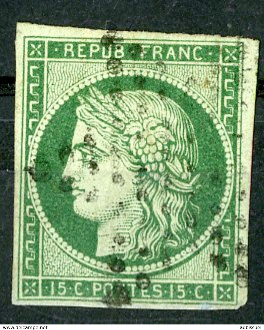 N°2b Cote 1250 €. 15ct Vert Foncé. Oblitération étoile De Paris. Lire Description - 1849-1850 Cérès