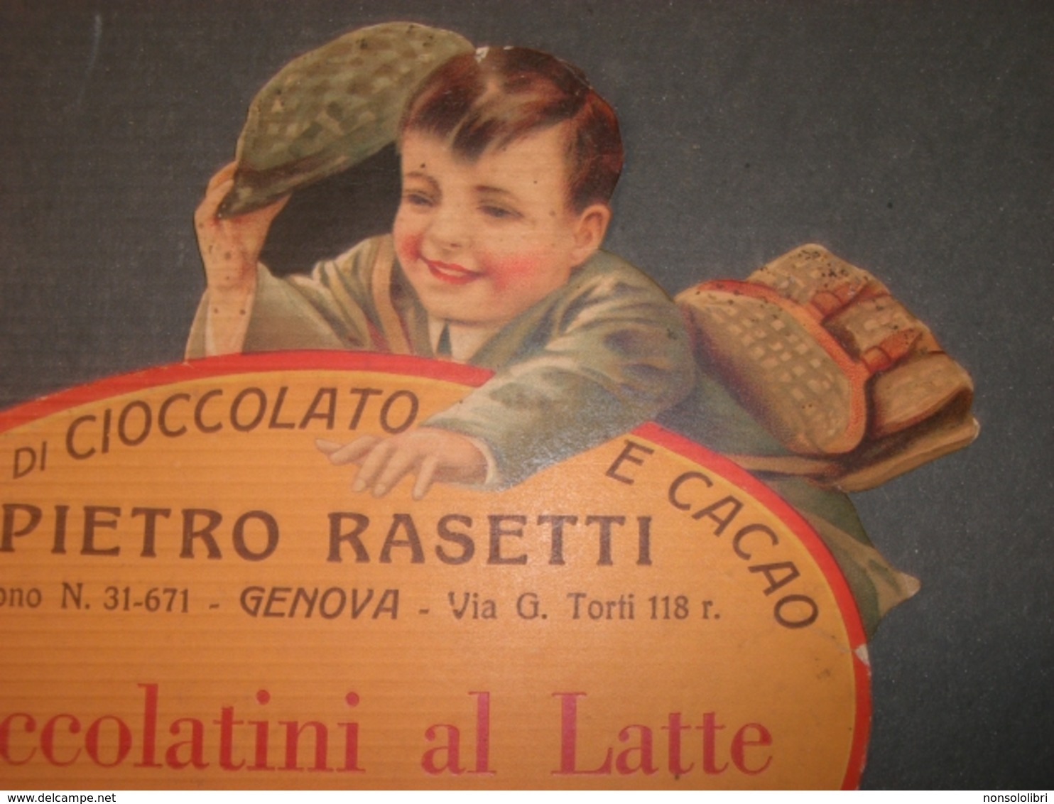 CARTONCINO PUBBLICITARIO FABBRICA DI CIOCCOLATO E CACAO PIETRO RASETTI GENOVA - Cioccolato