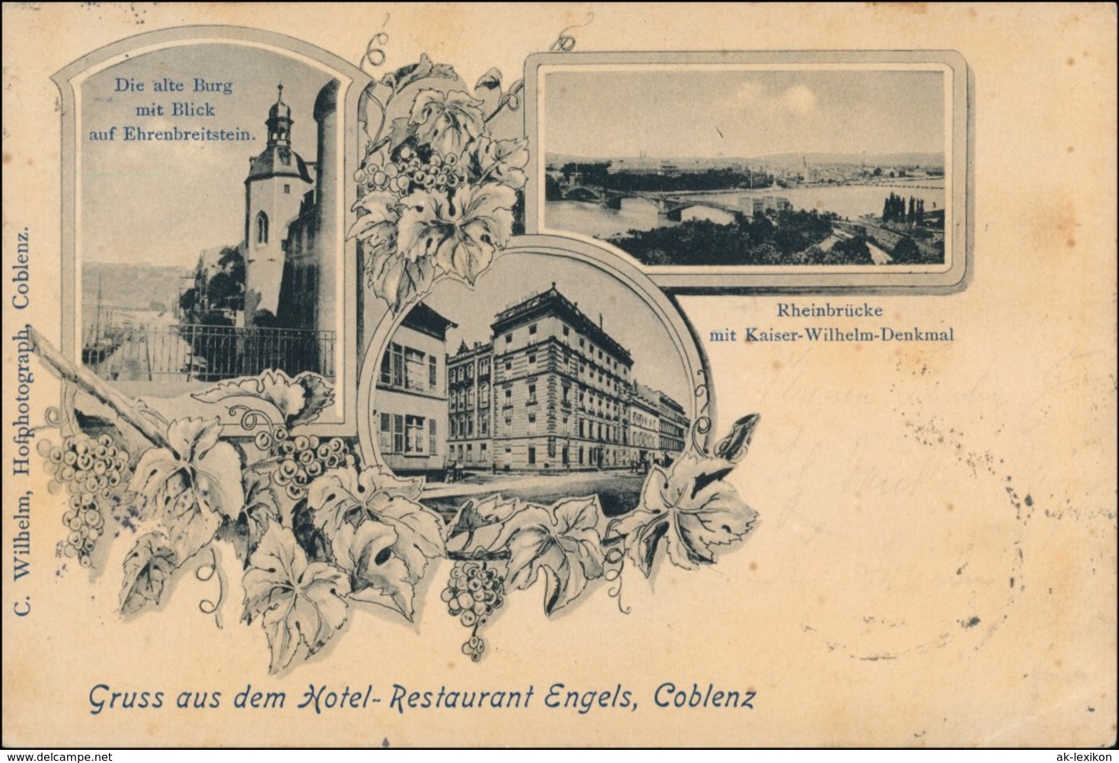 Ansichtskarte Koblenz 3 Bild Hotel Restaurantr Engels 1903 - Koblenz