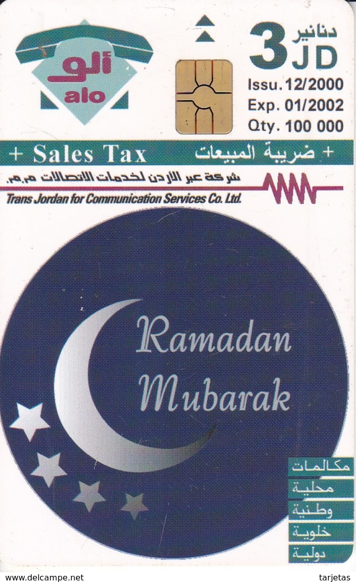 TARJETA DE JORDANIA DE 3JD DE RAMADAN MUBARAK FECHA 12/2000 Y TIRADA 100000 - Jordania