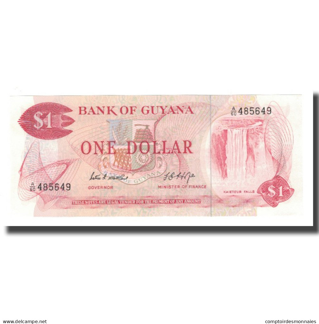 Billet, Guyana, 1 Dollar, Undated (1966-92), KM:21d, NEUF - Guyana