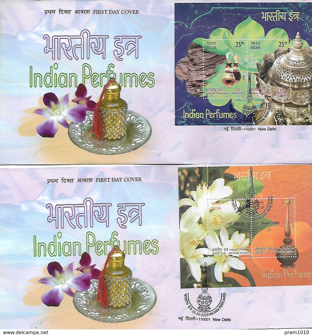 INDIA- 2019  INDIAN PERFUMES- UNIQUE SCENTED STAMPS FDC With M/S- ORANGE BLOSSOM & AGARWOOD - - FDC