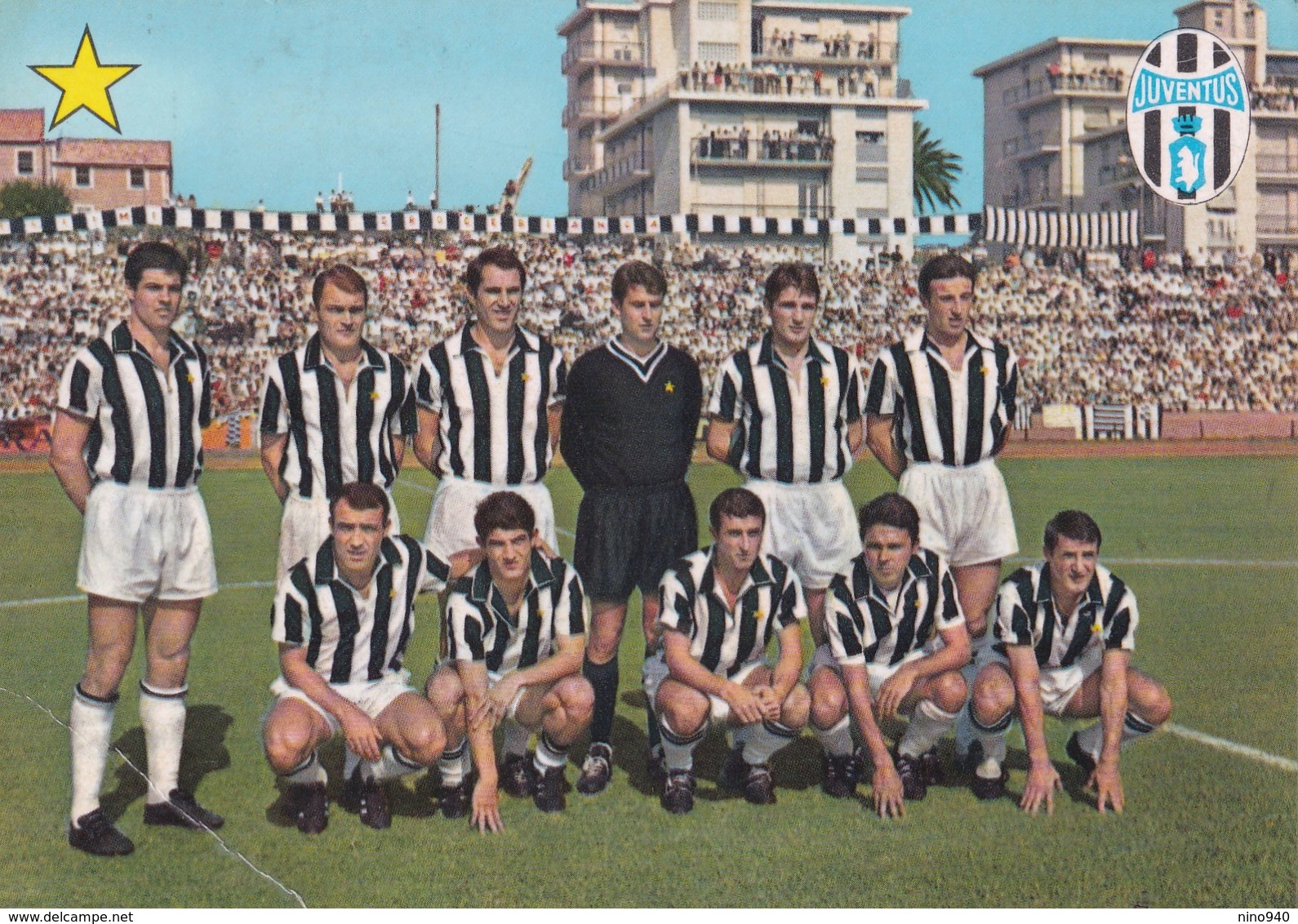 Calcio/football Cartolina F.C. JUVENTUS Con SALVADORE, BERCELLINO, FAVALLI....- F/G - V: 1966  - "stella" - Fussball