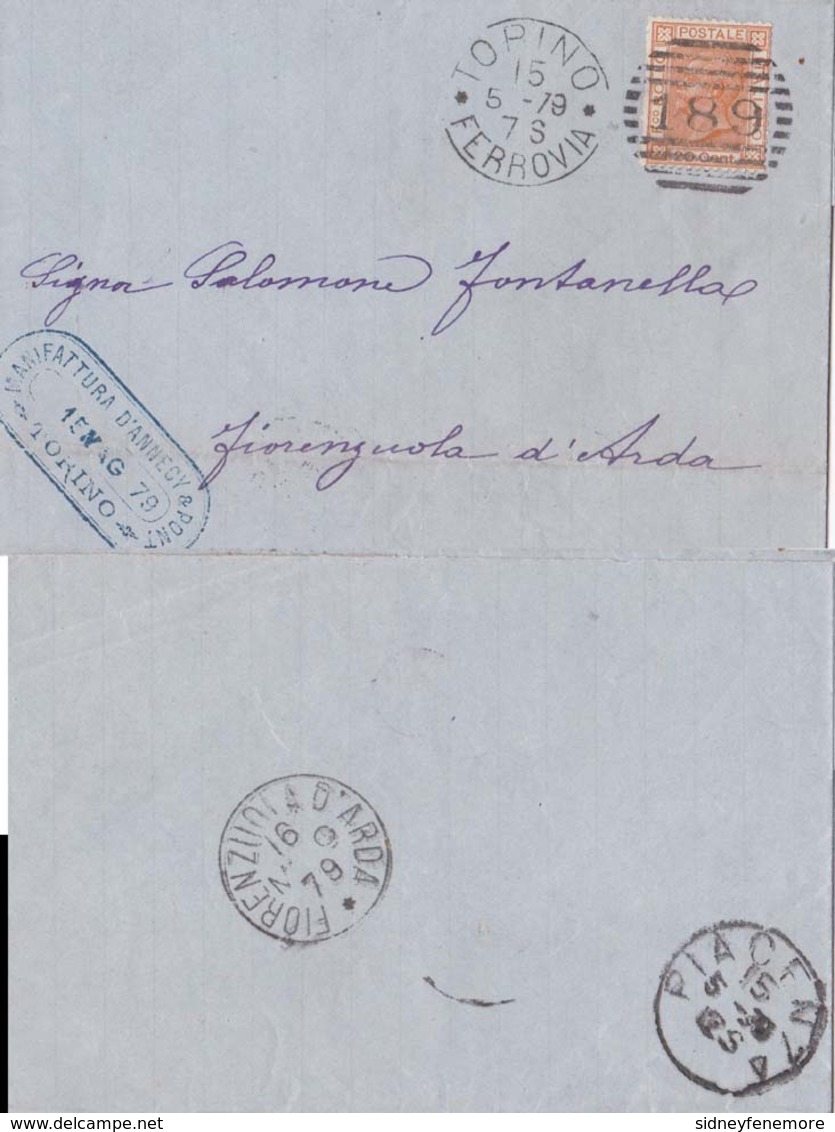 Italy 1879 20 Orange {63} Torino Duplex D.s. {Please  Request  For Invoice} - Ohne Zuordnung