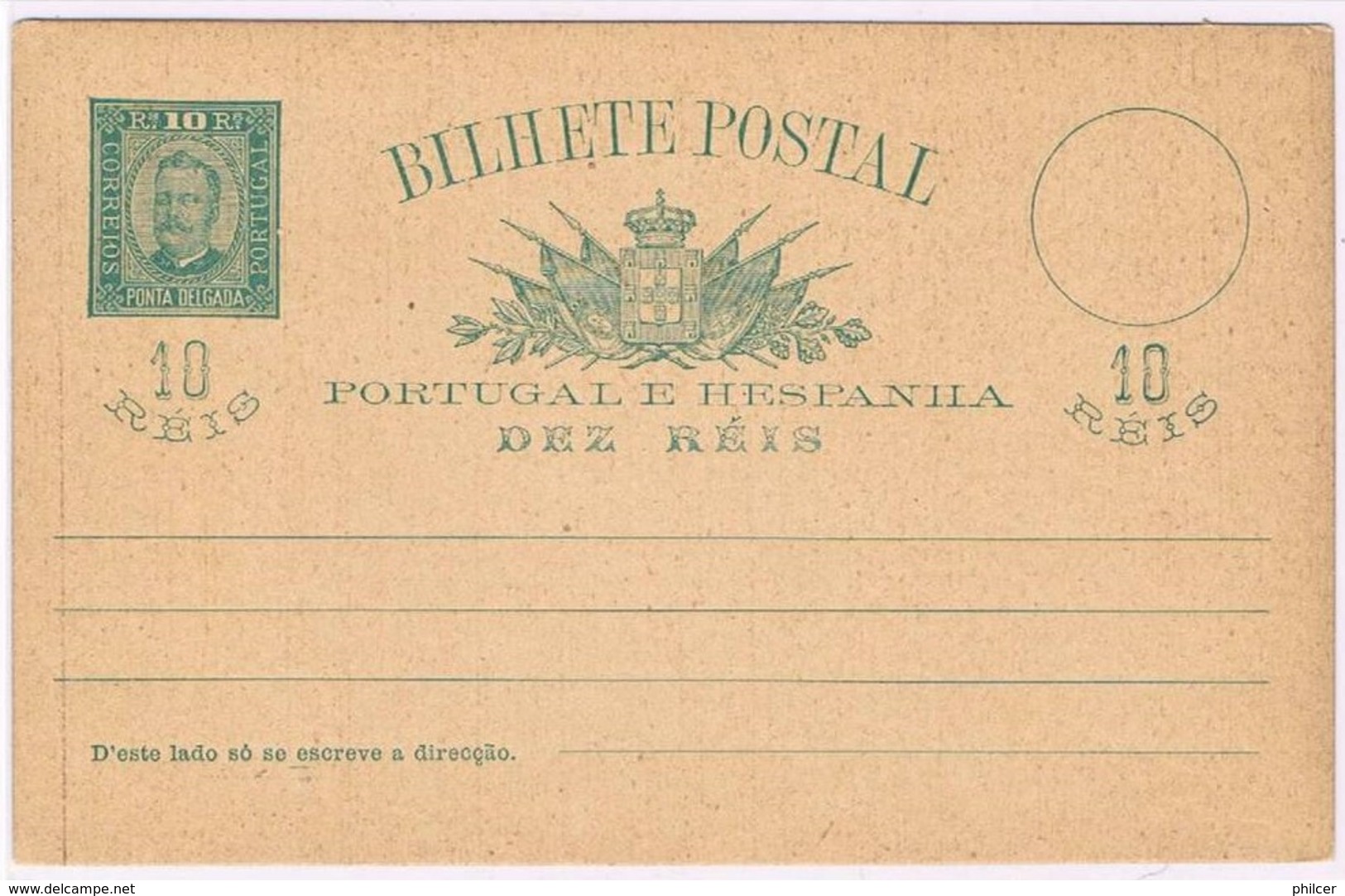 Ponta Delgada, 1892/5, # 1, Bilhete Postal - Ponta Delgada