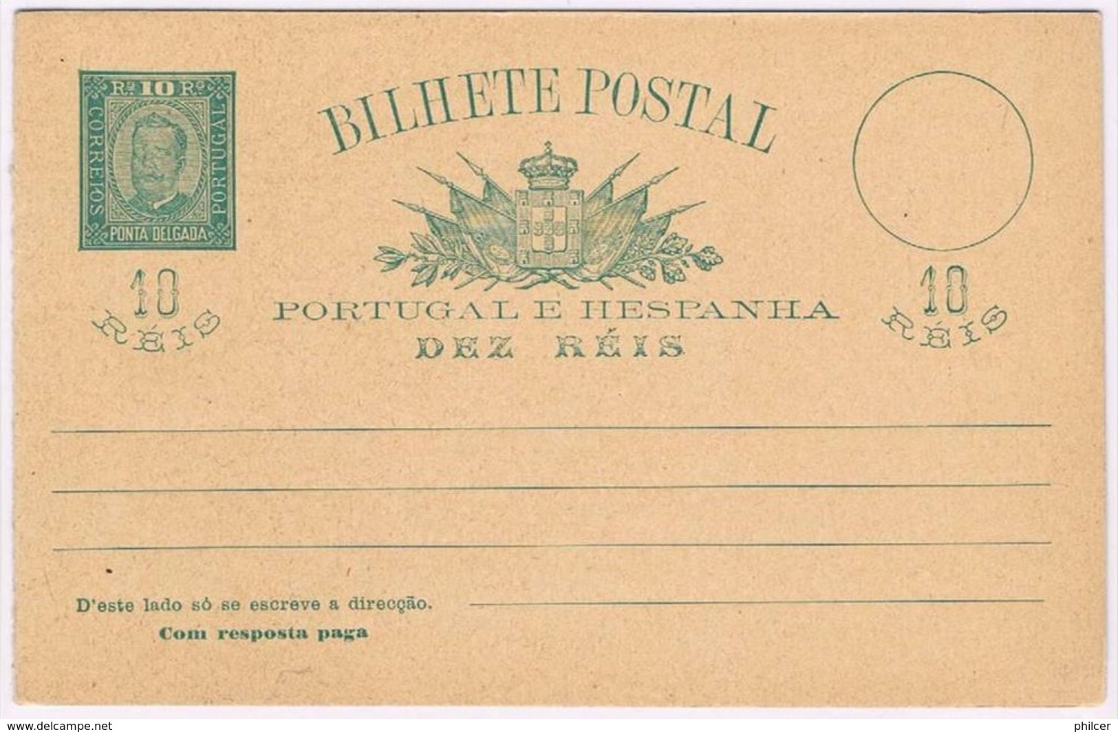 Ponta Delgada, 1892/5, # 4, Bilhete Postal - Ponta Delgada