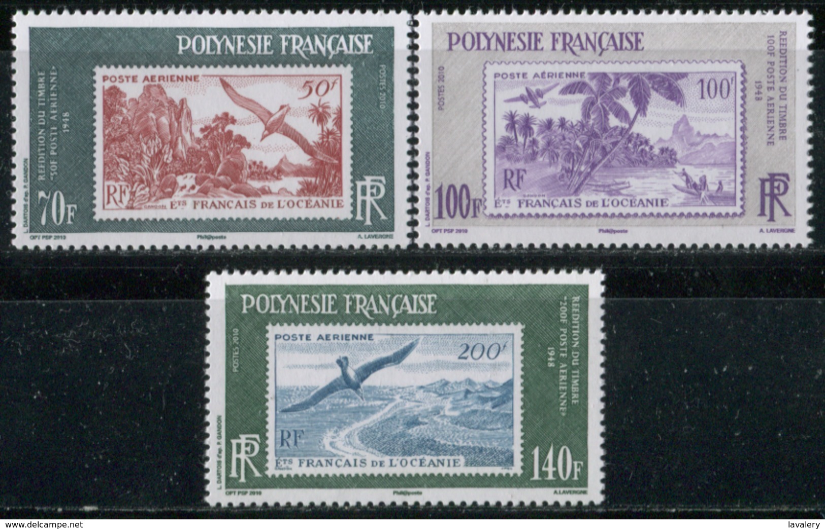 FRENCH POLYNESIA 2010 Stamps Of French Oceania From 1948 Airmail Birds Animals Fauna MNH - Neufs