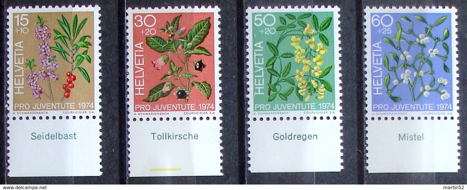 Schweiz Suisse Pro Juventute 1974: Zu 248-251 Mi 1042-45 Yv 972-975 ** MNH + TAB Deutsch (SBK CHF 7.40) - Toxic Plants