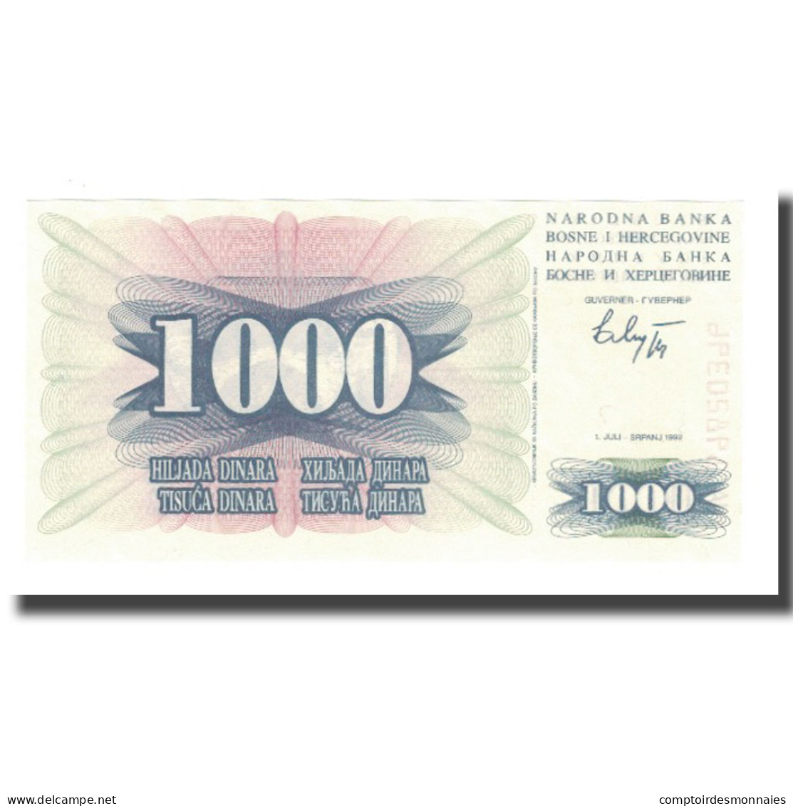 Billet, Bosnia - Herzegovina, 1000 Dinara, 1992, 1992-07-01, KM:15a, NEUF - Bosnie-Herzegovine