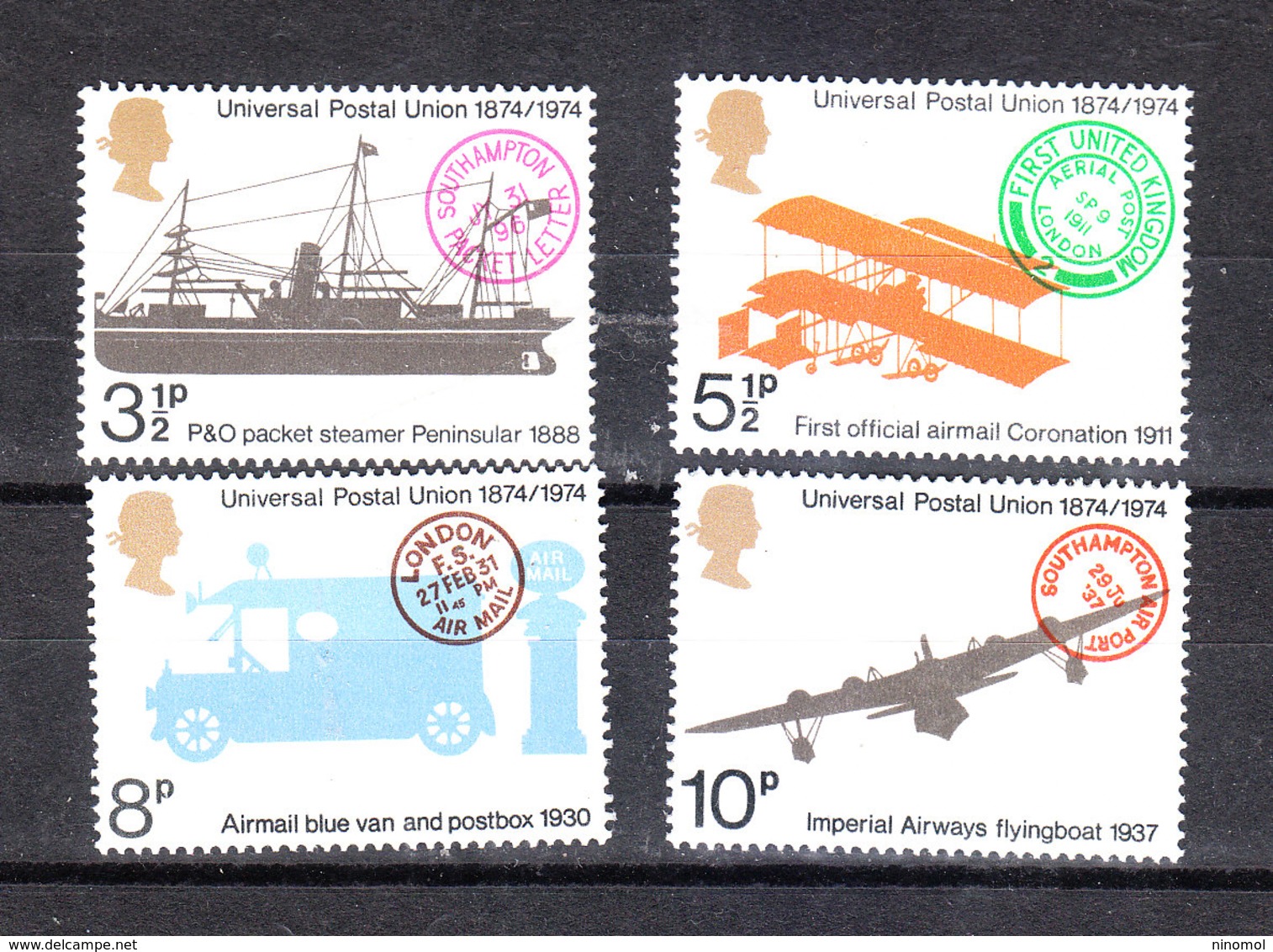 Gran Bretagna  - 1974.Trasporti Postali Inglesi: Per Nave, Aereo, Furgone.British Postal Transport: By Ship, Plane,van - Posta
