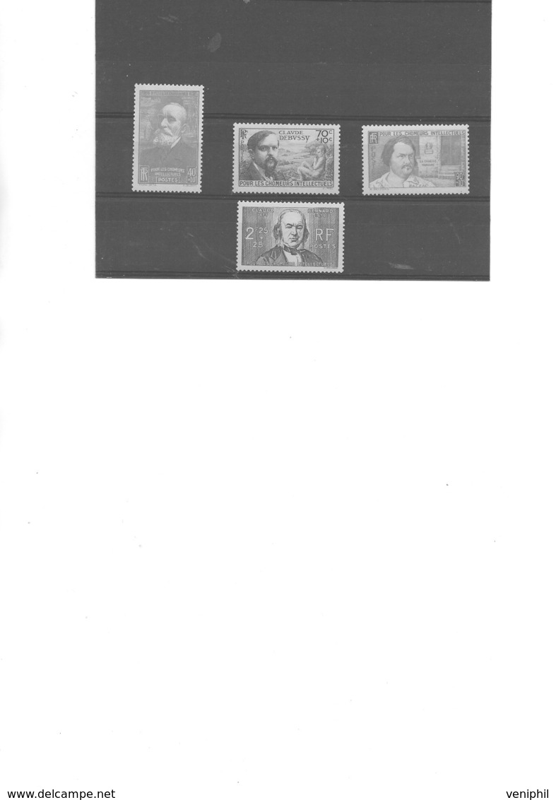 SERIE CHOMEURS INTELLECTUELS N° 436 A 439 - NEUF SANS CHARNIERE -ANNEE 1939 - COTE : 55 € - Unused Stamps