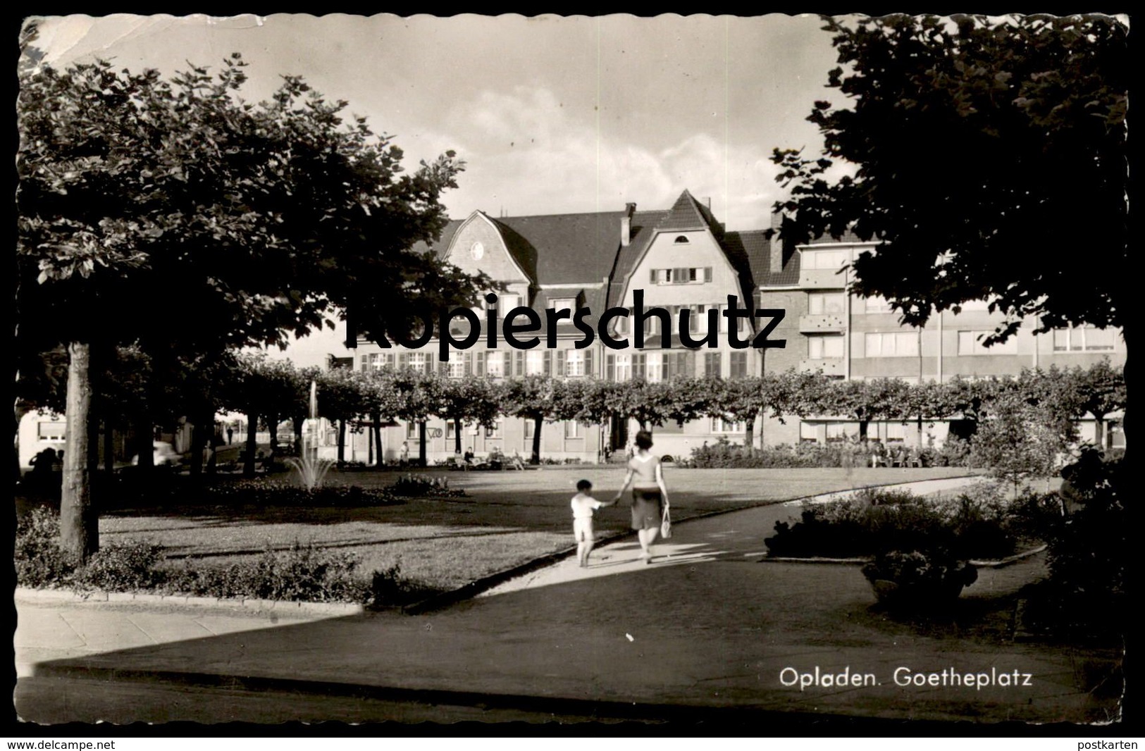 ÄLTERE POSTKARTE OPLADEN GOETHEPLATZ MUTTER HAND IN HAND MIT KIND Child With Mother Leverkusen Ansichtskarte AK Postcard - Leverkusen