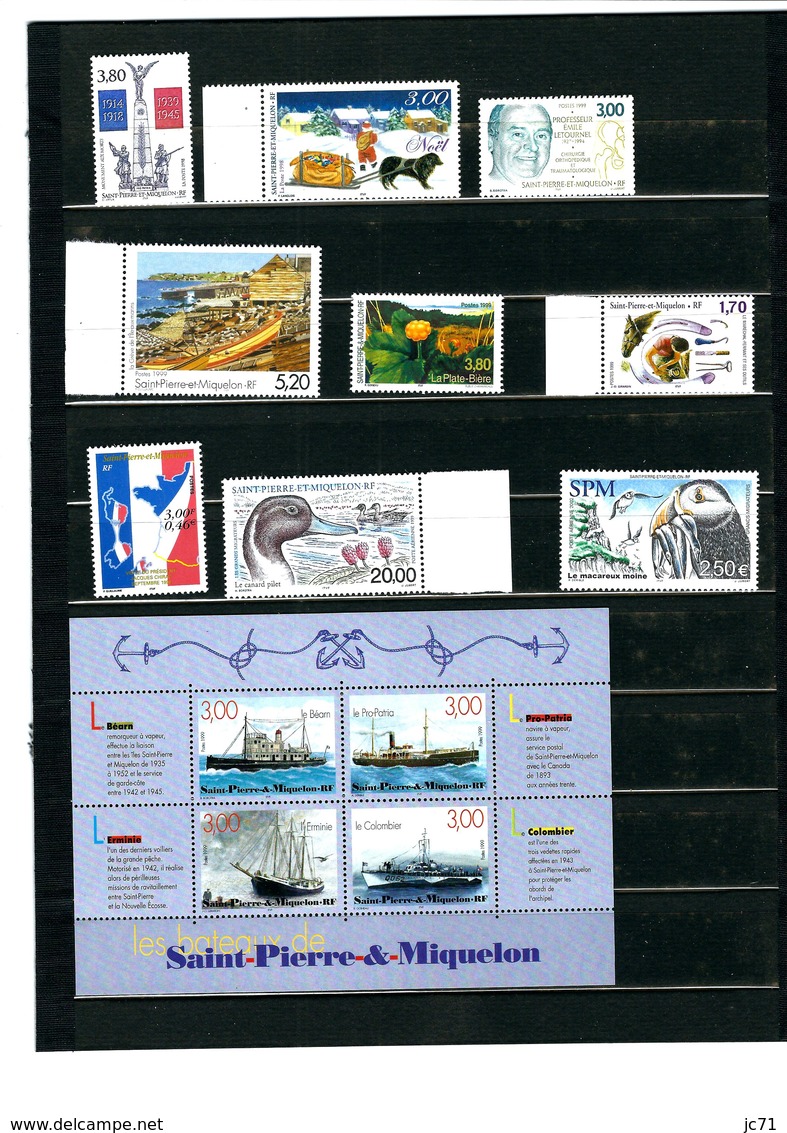 St Pierre Et Miquelon- Lot Divers- Listing- 1997- 1998 - 1999- Carnets - Blocs - PA - Moins 20% De La Valeur Faciale . - Autres & Non Classés