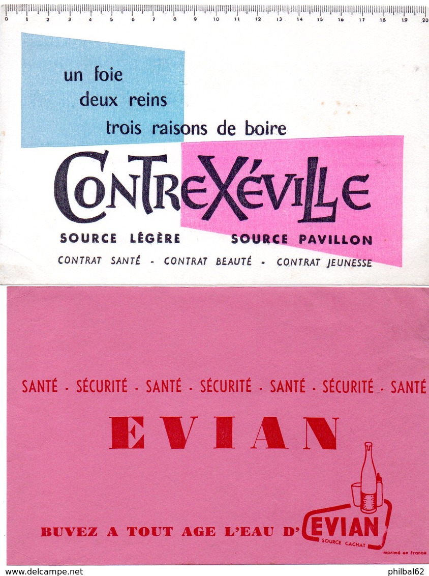 2 Buvards Eau Minérale. Evian Et Contrexéville. - E