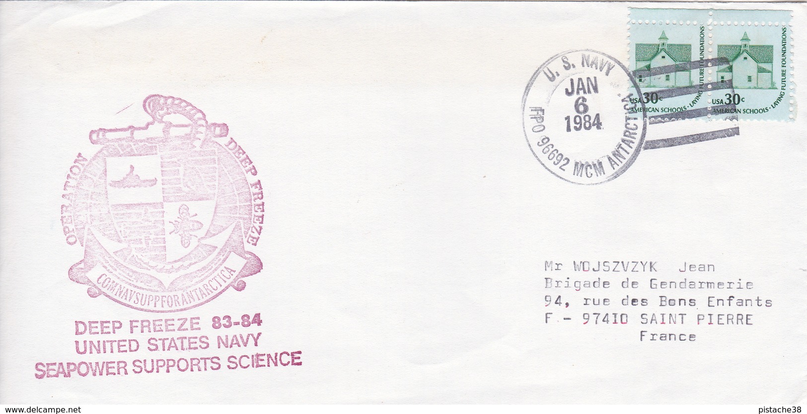 LETTRE U.S.A. ANTARCTICA Mc MURDO - Station FPO - 96692 Du 6 Janv. 1984 - 2 Scans - Research Programs