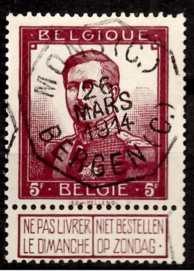 Belgique N° 122 Superbe Oblitération Octogonale Mons 1914. TB. A Saisir! - 1915-1920 Albert I.