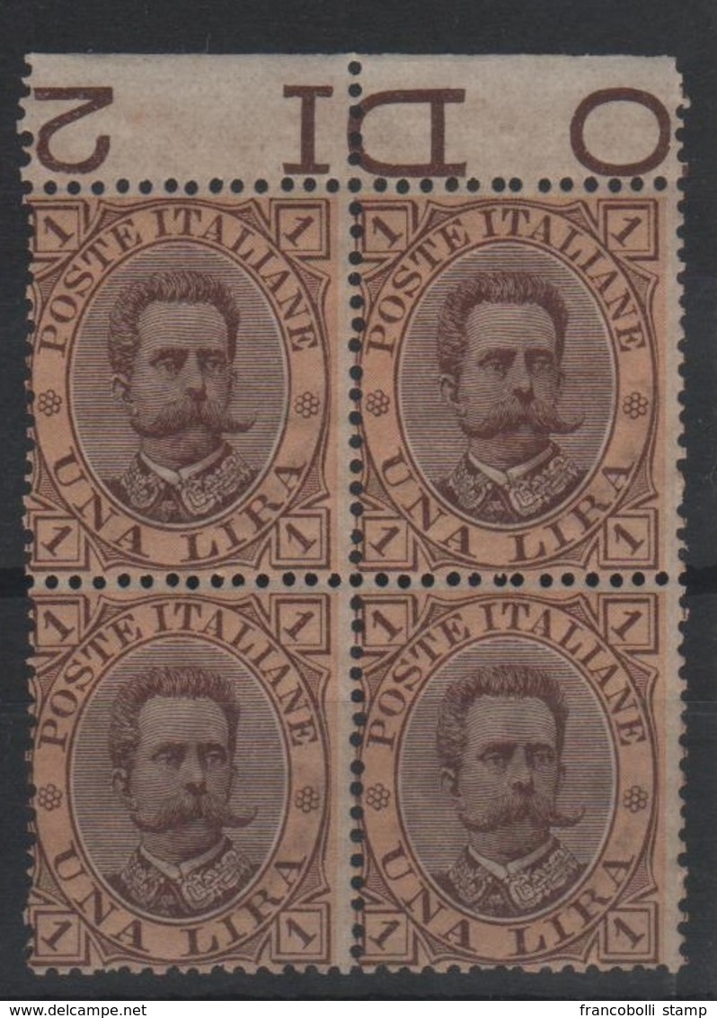 1889 Umberto I 1 L.  MNH Quartina ++++ - Ungebraucht