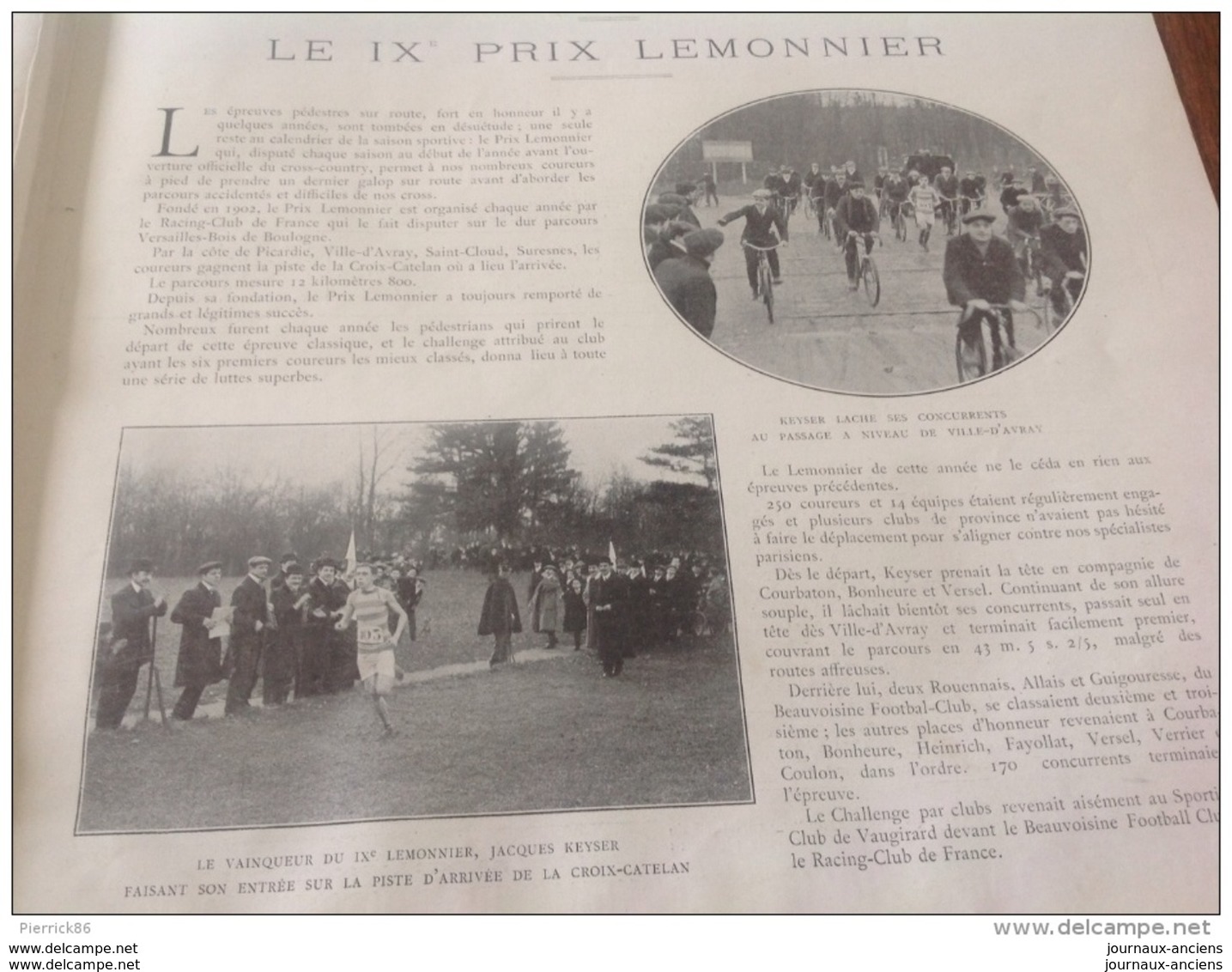 1910 SALLES D'ARMES DE PARIS CERCLE D'ANJOU / SPORTS D'HIVER (PATINAGE MOREZ DU JURA CHAMONIX ETC) / PRIX LEMONNIER