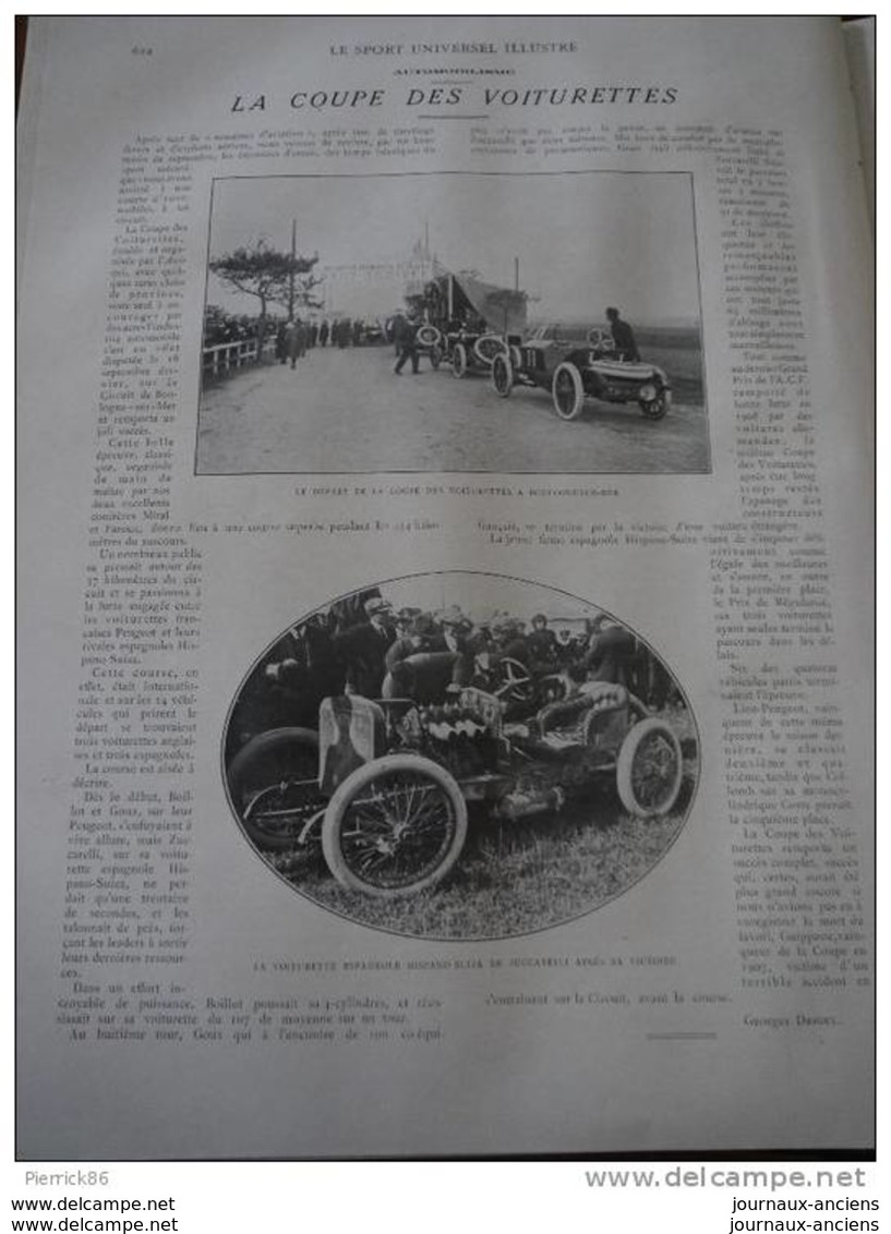 1910 COUPE VOITURETTES HISPANO SUIZA / DECOUVERTE MAGNETTE ALLIER / CONSTANTIOPLE / FOIRE CHEVAUX IRLANDE / YEARLING - Riviste - Ante 1900