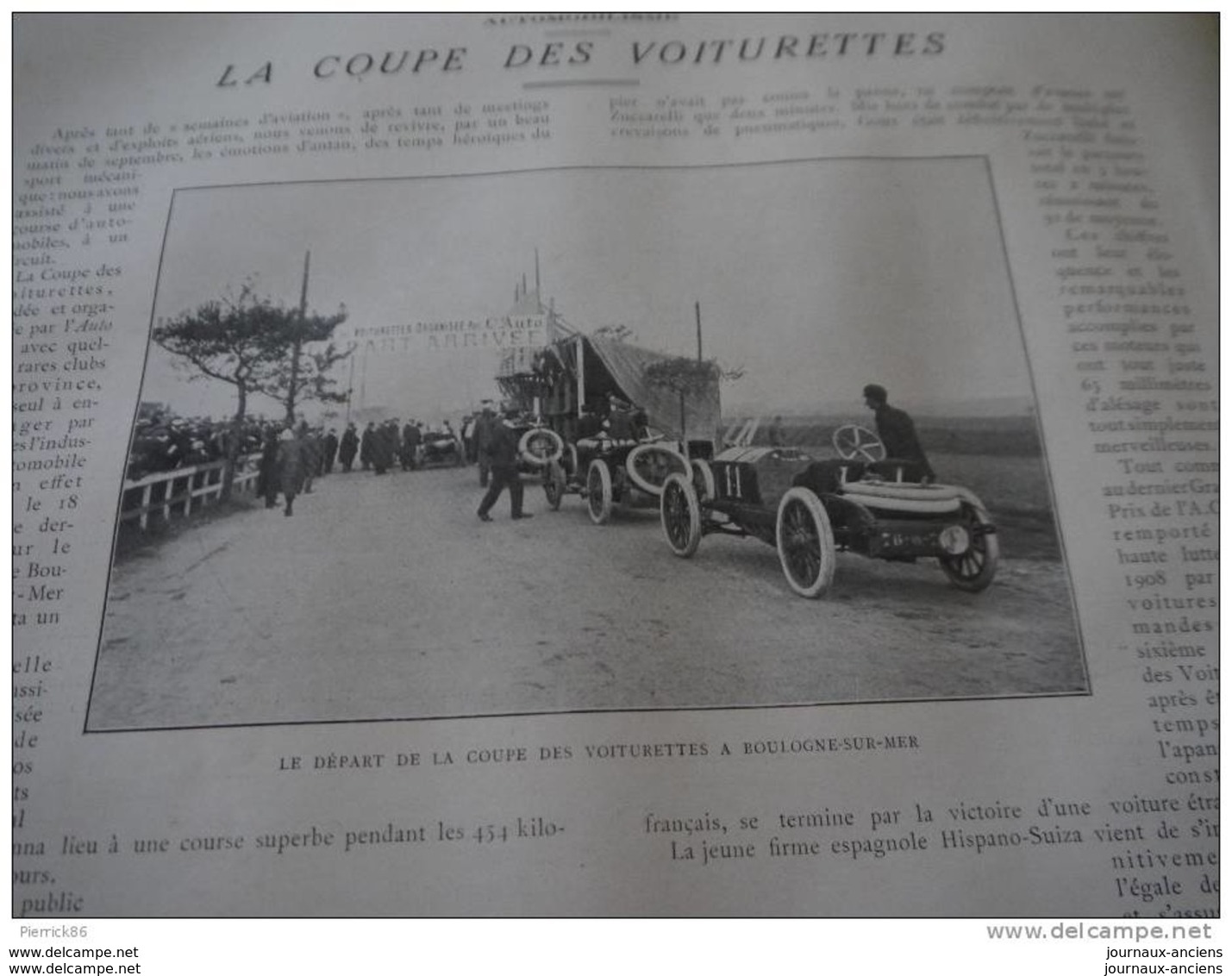 1910 COUPE VOITURETTES HISPANO SUIZA / DECOUVERTE MAGNETTE ALLIER / CONSTANTIOPLE / FOIRE CHEVAUX IRLANDE / YEARLING - Riviste - Ante 1900